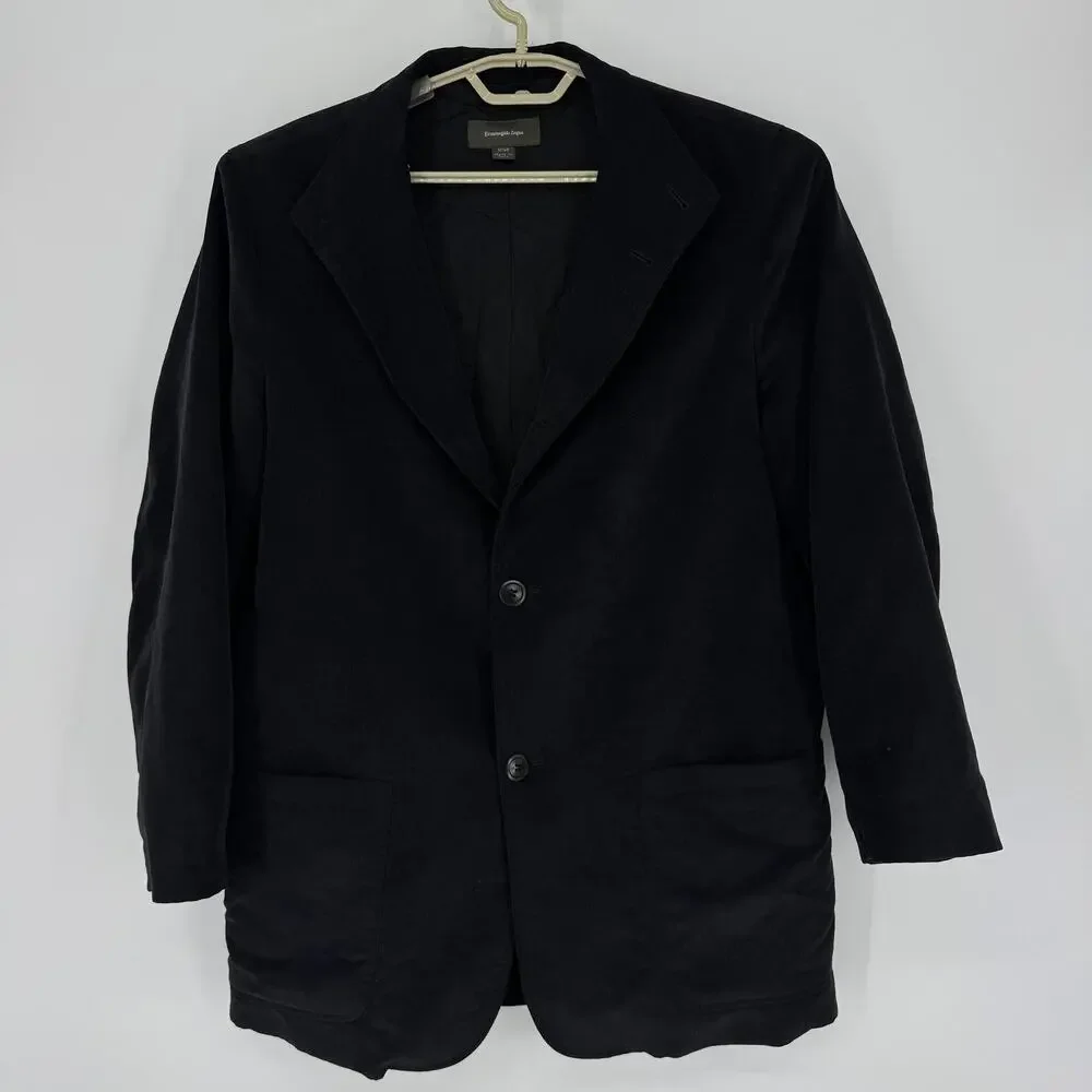 Ermenegildo Zegna Mens Blazer M 50 Black Corduroy Sport Coat Made Italy
